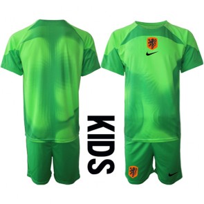 Nederländerna Målvakt kläder Barn VM 2022 Hemmatröja Kortärmad (+ korta byxor)